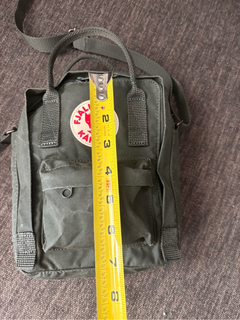 Fjallraven Kånken Mini Backpack in Forest Green with Red Logo - Picture 3 of 5